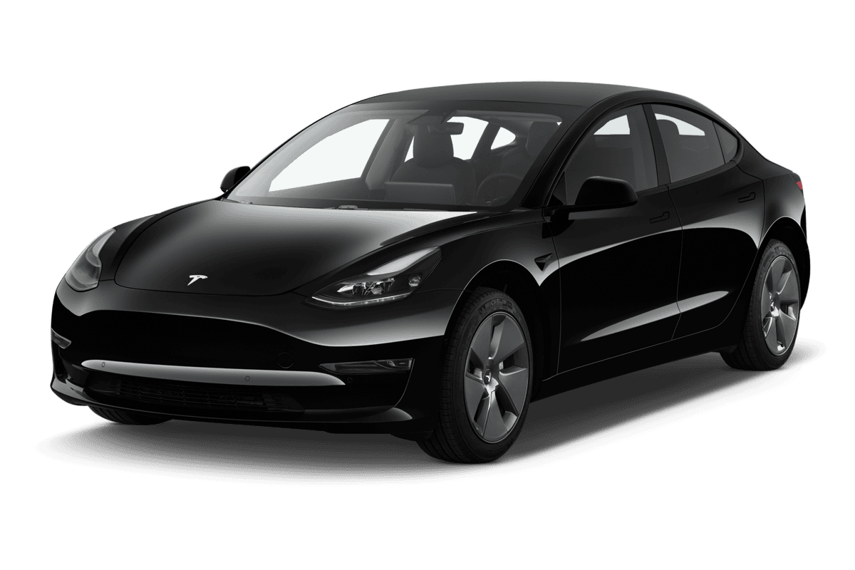 Black Tesla Model 3 electric car.